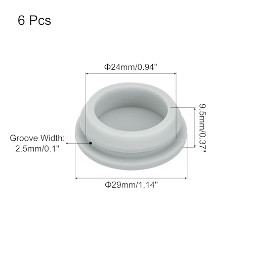 Image of MECCANIXITY 6pcs Silicone Snap in Locking Hole Plugs,24mm /0.9 Inch Mounting Diameter Narrow Groove Width 2.5mm Panel Seal Cover Round for Kitchen Bulkheads Waterproof Sealing Plugs Grey
