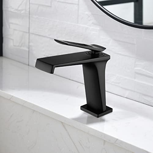 Robinet cascade de salle de bain mono-commande gris avec bec large en chrome