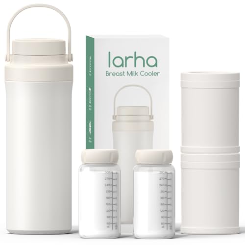 Image of Portable Breast Milk Cooler, 22oz Breastmilk Cooler Bottle for Outdoor with 360°Total Cooling for 24 Hours, Storage Container with 2pcs Baby Bottles, Breastfeeding Essentials, Beige