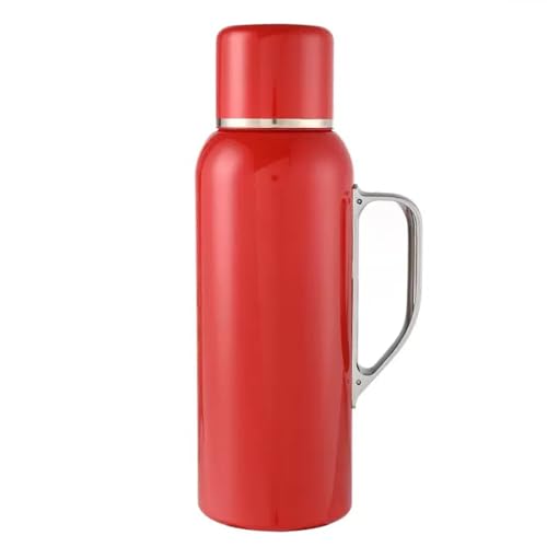 Image of Vacuum-insulated stainless steel travel cup, suitable for travel and sports It has a mechanical dial on the top for temperature display,suitable for 24-hour hot and cold coffee (red, 850ml)