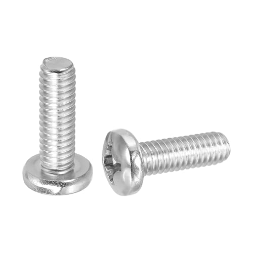 PATIKIL 5/16-18 x 1" パンヘッドマシンスクリュー 10個304ステンレススチールラウンドヘッドスクリュー キャビネット引き出しノブ取っ手用 プラスドライブ 全ねじ 明るい仕上げ