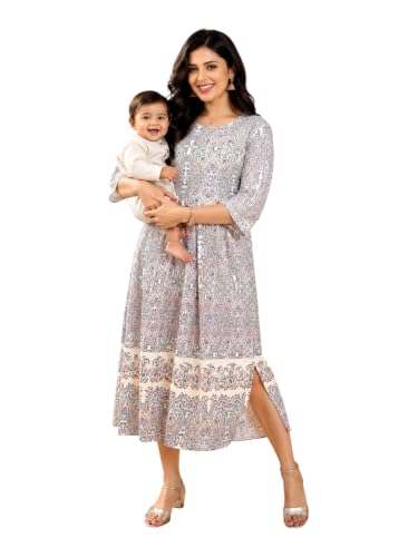 Image of RITIJYA Zipless Feeding Kurta Dress for Women | Maternity Nursing Kurti, No-Zip Easy Access | Extra Pleats Pre to Post Pregnancy | Quick-Dry Fabric | S-4XL