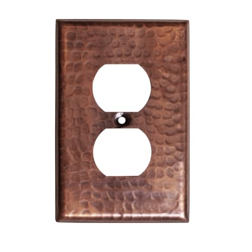 Monarch Abode 1-Gang Duplex Wall Plate, Hand Hammered Pure Copper Decorative Outlet Covers, Electrical Outlet Cover Plates, Pure Copper