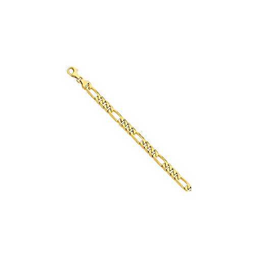 14k Yellow Gold 7mm Hand Figaro Link Bracelet 8 Inch Chain H Fine Jewelry For Women Gifts For Her 31Lu6wO f0L