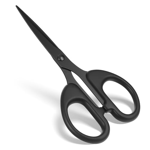 Black Office Scissors 6 Inch Small All Purpose Sharp Scissor Stainless Steel Blade Shears Straight Handle Shear for Paper DIY Craft Office Desk School Home