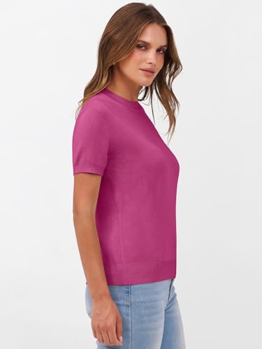 Image of ANRABESS Womens Short Sleeve Sweaters Wool Blend Crew Neck Sweater Shirts Business Casual Work Tops 2026 Summer Outfits