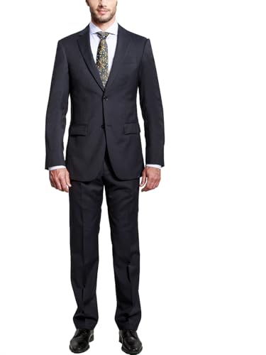 HBDesign Gentleman's Elegance Men's 2 Button Notch Lapel Pinstripe Suit
