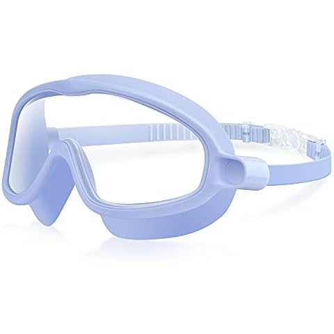 moudou Kids Swim Goggles Anti-Leak Anti-Fog Wide View Swimming Goggles for Boys Girls Children from 4 to 15 Years Old (Blue) Cover