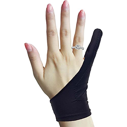 Timebetter Artist Drawing Glove, Digital Art Glove for Tablet iPad, 1 Finger, Palm Rejection, Fit Left Right Hand - S, Pack of 2