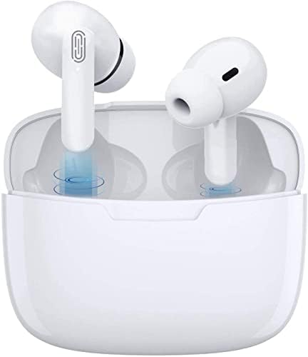 （Upgraded） Wireless Earbud Bluetooth 5.1 Headphones Built in Mic in Ear Bud Noise Canceling 3D Stereo Air Buds Earbud Fast Charging, IPX5 Waterproof for iPhone and Android (White)