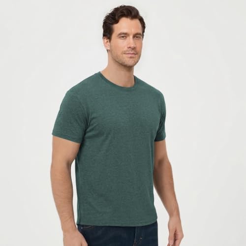 Image of Mens T-Shirts Crew Neck Shirts Athletic Fitted Plain Basic Tees Soft Cotton Blend Comfort T Shirts for Men