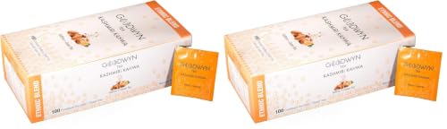 Image of Goodwyn Kashmiri Kahwa Green Tea (100 Tea Bags) - Authentic Blend with Saffron, Cardamom, Cinnamon & Almonds | Detox, Immunity, Stress Relief & Weight Support (Pack of 2)