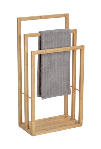 WENKO Handtuchbutler Mod. Bambusa, Handtuchständer aus stabilem Bambus mit 3 Stangen zur Handtuch-Aufbewahrung, (B x H x T): 42,5 x 82 x 23,5 cm, Natur – Bild 3