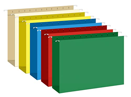 Herkka Extra Capacity Legal Size Hanging File Folders, 30 Pack Reinforced Legal Size Hanging Folders With Heavy Duty 3 Inch Expansion, Designed For Bulky Files, Medical Charts, Assorted Colors #TOP7