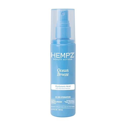 Hempz Ocean Breeze Body Moisturizer Spray Hydrating Lightweight Mist with Hyaluronic Acid Travel Friendly 3.4 fl.oz.