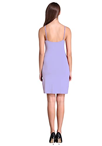 Coreal Full Slip For Women Under Dress Adjustable Spaghetti Strap Knee Length Slips Undergarment Nightwear Light Purple Small - Thumbnail 5