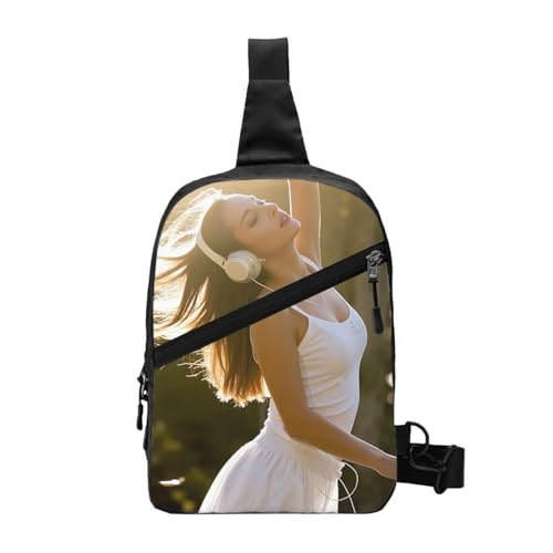 Dance With Music Print Men's and Women's Foldable Crossbody Bag,Sports Crossbody Bags,and Daily Chest Bags