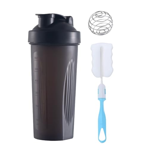 FGTOPBY Protein Shaker,Shaker per Proteine 600 ML,Sportivi con Miscelatore per Fitness Frappè Portatile per Allenamento,per Frullati Proteici, Senza BPA (Nero)