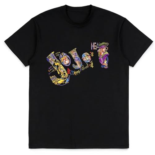 JoJos Bizarre Adventure Shirt Anime Fashion Trend t-Shirt Unisex Short-Sleeved Tops Teen Fans Gifts Black tee Shirt Small