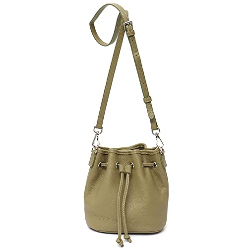 Bolso de cucharón de Cuero Genuino de la Moda, Bolsa de Mensajero cordón de Cuero Genuino Lindo, Bolso de una-Hombro for Mujer de (Color : Olive) Cover