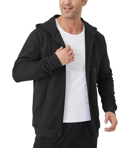 Idtswch Mens Tall Lightweight Hoodies Zip Up Sweatshirt Slim Fit Jacket2