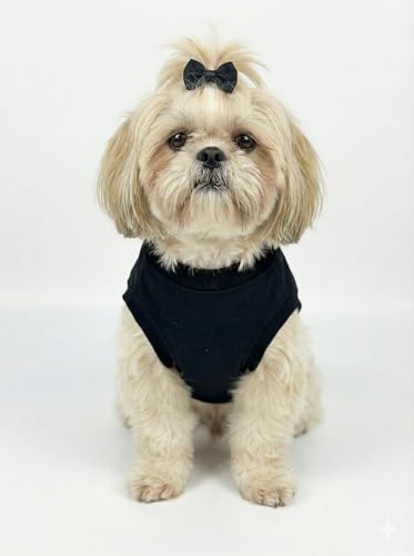 Image of Premium 240 GSM Cotton Small Dog T-Shirt | inchLive Love BARK inch Embroidered Dog T-Shirt | Black Colour | Cozy Small Dog Wear (M)