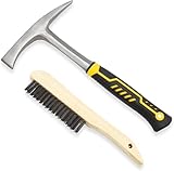 JOYFUL&HOPEFUL Heavy Duty Chipping Hammer,28oz,Professional Slag Removal Hammer,Forged Steel,12.6',Efficiently Removes Welding Slag and Spatter,with Wire Brush