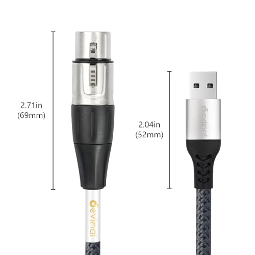 Devinal XLR Female to USB Cable, USB A to Female XLR Cable Microphone Cable Cord Connector Adapter for Recording Karaoke Sing 3.3FT by Devinal - Image 4