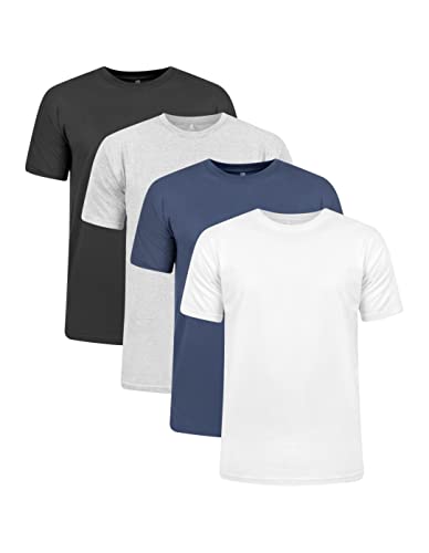Kit 4 Camisetas 100% Algodão 30.1 Penteadas (Preto, Mescla, Marinho, Branco)