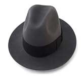 Sombreros de vestir Sombrero Fedora de ala ancha for hombre y mujer, de lana de invierno, for caballero, papá, Panamá, sol, jazz, Trilby, Sombrero, 56-58CM(Gray)