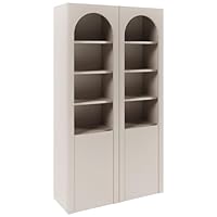 Selsey Glasvitrine Arkadia Zweiflügelige Glas Vitrine in Kaschmir Vitrinenschrank mit Glaseinsätzen 8 Glasböden & 4 Fächer Laminierte Spanplatte Tip-On-System 100 cm Breite Wohnzimmer/Büro