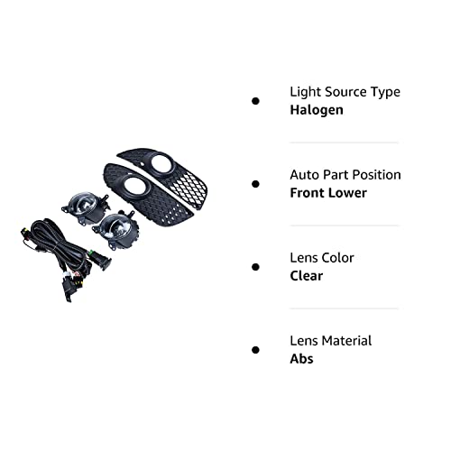 Anzio ABS Black Front Lower Grille + H11 Fog Light OE Standard Compatible with 08-14 Mitsubishi Lancer Sedan 4-Door Models - Thumbnail 7