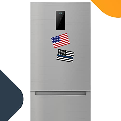 Magnet Me Up Thin Blue Line American Flag and American Flag Magnet Magnet Decal, 4x6 Inches, 2 Pack, Red, White, Blue, Heavy Duty for Car Truck SUV, in Support of Police and Law Enforcement Officers