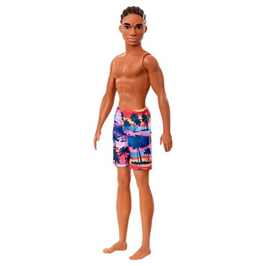 Mattel Barbie - Ken Beach Dark Skin Doll with Swim Pants (GHW44)