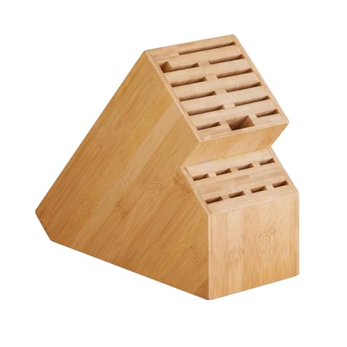 Kitsanery Knife Block Countertop Butcher's Knife Rack and Organizer 20 Slot Knife Holder Large Bamboo Knives Rack (Knife Not Included), Universal Knife Rack Strap