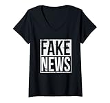 Photo Gallery donna fake news funny maglietta con collo a v Photo Gallery donna fake news funny maglietta con collo a v