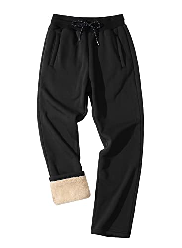 FASKUNOIE Men's Winter Fleece Pants Heavyweight Warm Sherpa Lined Sweatpants Running Jogger Pants with Pockets