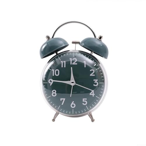 Reloj despertador de metal con doble campana con alarma extra fuerte y práctica funcionalidad de luz nocturna (verde)