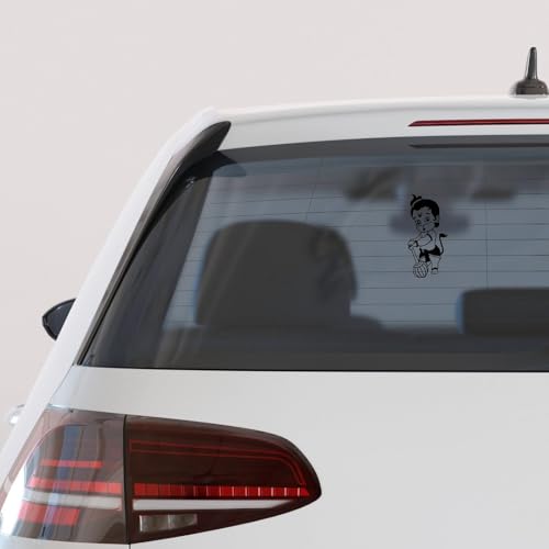 Image of KREEPO Pack of 2 Lord Hanuman Religious Self-Adhesive Vinyl Car Decal Sticker for Exterior Use| Dashboard| Windshield (Black)