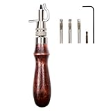 Yangoutool 7 in 1 Pro Adjustable Stitching Groover and Creasing Edge Beveler,Leathercraft Kits, Leather Carving Cutting Edge Tools,Wood & Steel Hand Tool