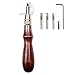 Yangou 7 in 1 Pro Adjustable Stitching Groover and Creasing Edge Beveler,Leathercraft Kits, Leather Carving Cutting Edge Tools,Wood & Steel Hand Tool