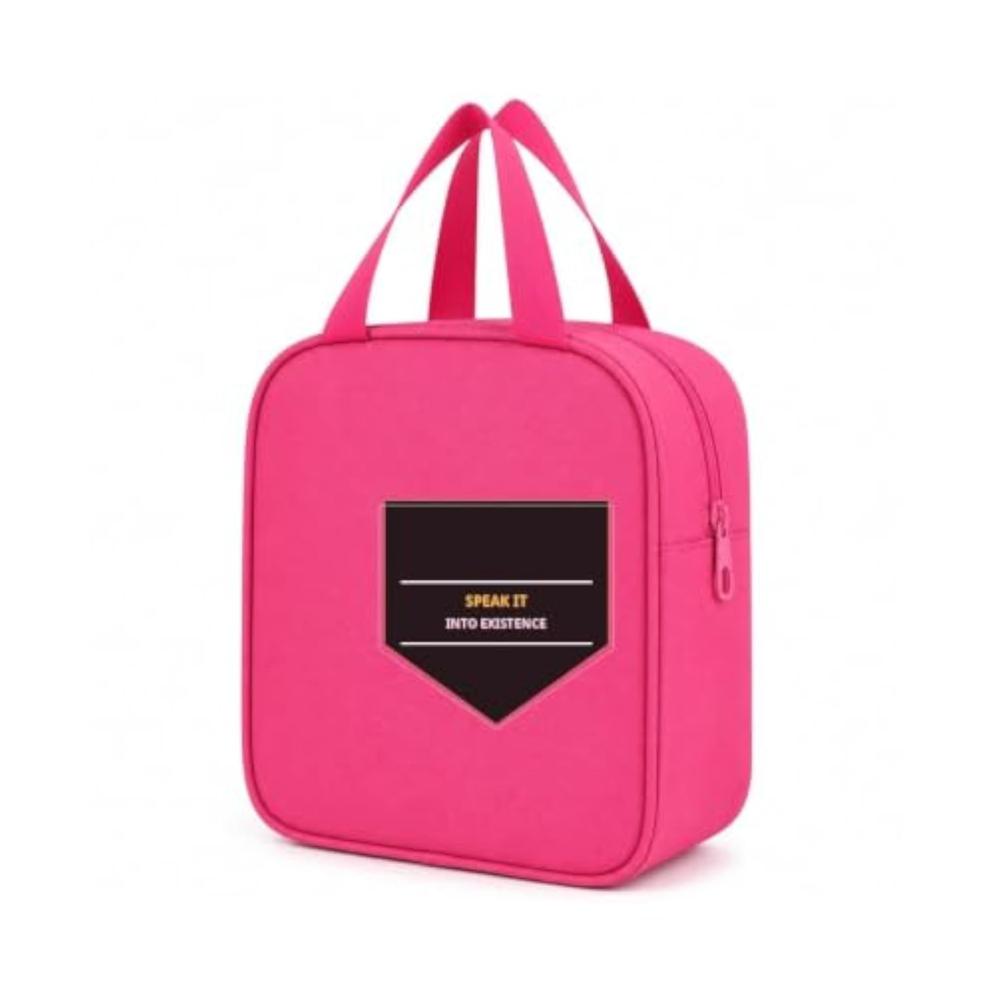 Reusable Portable Lunch Bag with Front Storage Pocket, Zipper Closure
