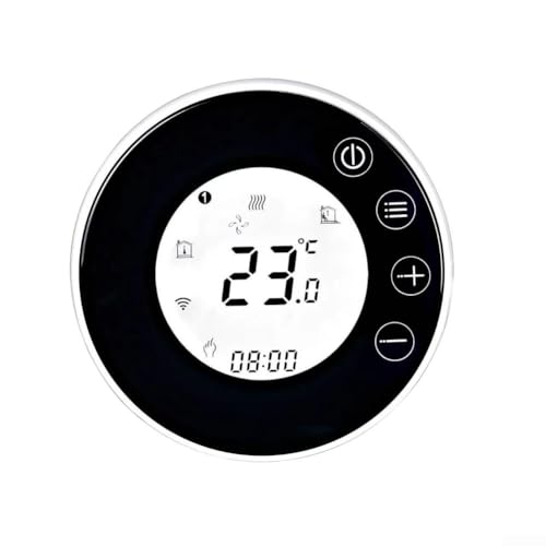Termostato programmabile intelligente con controllo della temperatura di precisione, programmazione 7 giorni e funzionamento remoto tramite app, compatibile con sistemi Smart Home, nero, 8,7 x 8,7 cm
