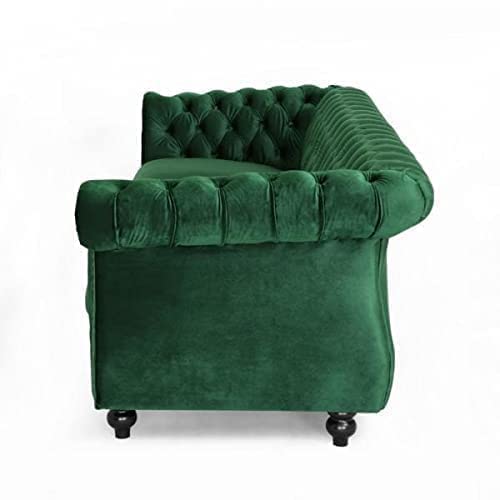 Image of Wooden Velvet 5 Seater Sofa Set
