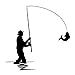 RJGOPL 15.5 CM * 15.5 CM Decalcomania del Vinile Canna da Pesca Pescatore Silhouette Pesce Adesivi per Auto Nero/Argento C24-0822