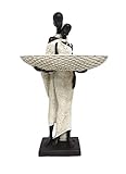 Lescafita African Statues and Sculptures for Home Decor, 15' Tribal Art Figurines for Living Room Decorations, Gold Vintage Aesthetic Ornament for Bookshelf and Tables, Housewarming Gifts for Women