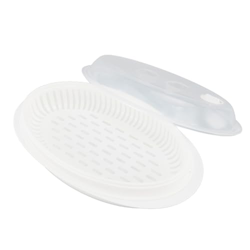 SUNGOOYUE Práctico Plato de Pescado Al para Microondas con Tapa, Conducción Rápida del Calor, Bloqueo de Agua, Diseño Profesional para Cocina