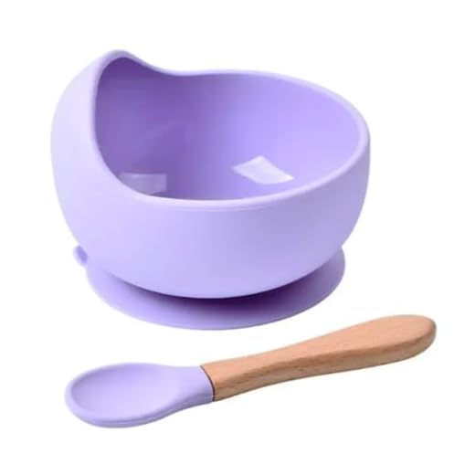 Potinho Bowl Silicone Com Ventosa P Bebê Livre Bpa C Colher (Lilás)