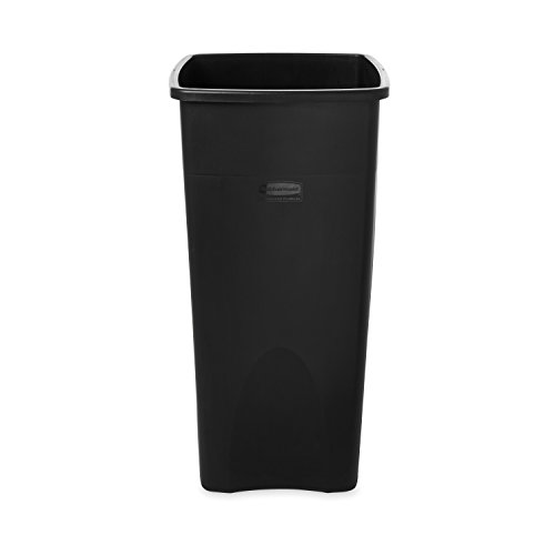 Image of Rubbermaid Commercial Products Untouchable Square Trash /Garbage Can, 23-Gallon, Black, Wastebasket for Outdoor /Restaurant /Office /School /Kitchen