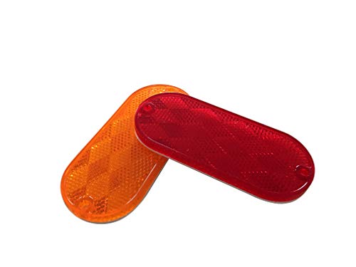 Image of MAXXHAUL 50016 20-Pack Oval Reflectors 10 Red - 10 Amber Self Adhesive Or Drill Mount - DOT, 20 Pack